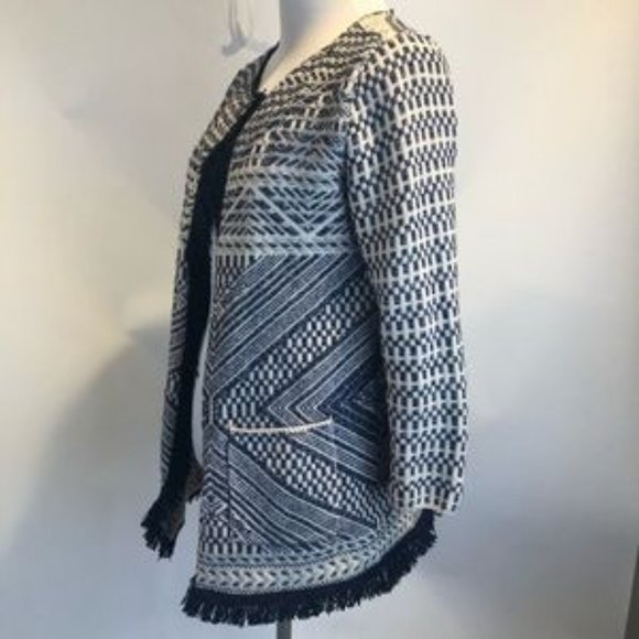 Lucky Brand Navy Fringe Open Sweater Coat SZ S - Picture 3 of 9